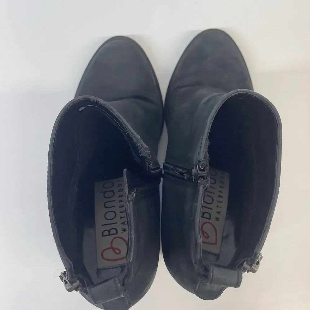 Blondo Nivada Women's Waterproof Ankle Booties Boots Size 8.5 Black Leather